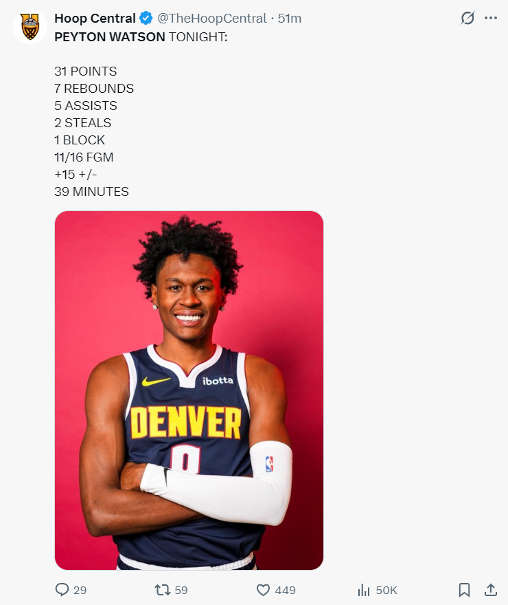 开云官方网站-无约基奇8战5胜！沃特森场均25+7被挺MIP 在场+18今夏可冲亿元